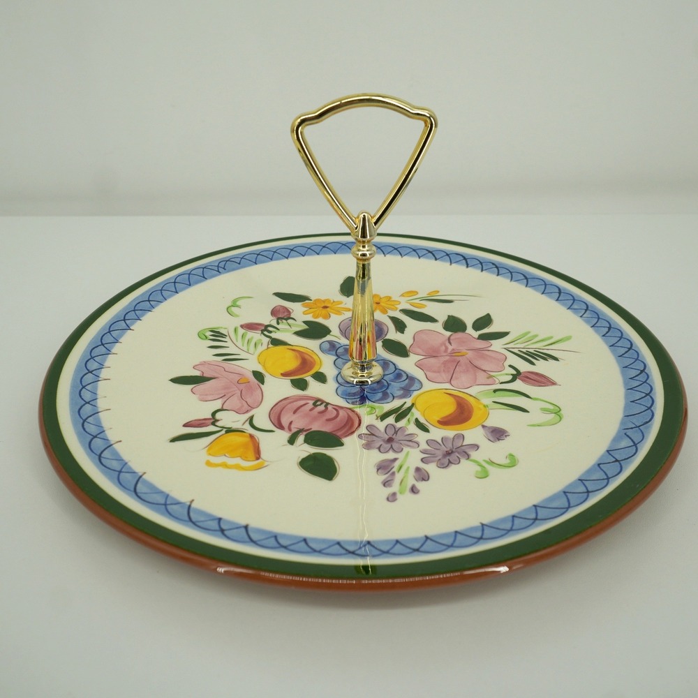 Stangl Tidbit Tray Serving Plate 10in Multicolor Fruit and Flowers Vintage MCM